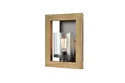 METI Wall Light Interior Surface Mounted ES Rectangular Frame Chestnut Wood Clear Glass Shade