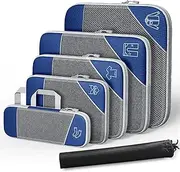 AIMALL 6-Pack Travel Storage Bags for Luggage Organizer, Compression Packing Cubes with Handles, Waterproof Nylon Mesh Laundry Bags for Travel Accessories