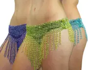 Beaded Elastic Waist Rave Belly Dance Skirt Hip Scarf Halloween Costume
