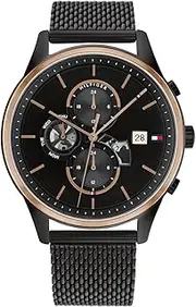 [Tommy Hilfiger] Men's Weston 1710505 Dress Quartz Watch, Black, 44 mm Case Diameter