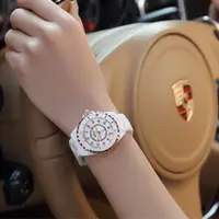 在飛比找蝦皮商城精選優惠-MIYAPLUS 女士鑲鑽石英錶 手鍊手錶 可伸縮陶瓷手錶女