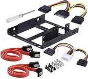 Dual SSD/HDD Metal Mounting Bracket kit 2.5 to 3.5 with SATA Cable, Hard Disk Drive Brackets Convert Any 2.5 inch Solid State Drive/HDD Into One 3.5 inch Drive Bay