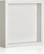 3x3 Inch Small Shadow Box Picture Frame Display Cases Black White Wooden Mini Square Deep Wooden Shadow Memory Box Frame Bulk for Wedding Graduation Baby Keepsakes Photo Boxes (White)