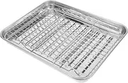 VINTORKY Baking Pan Set Wire Rack Sheet Pan Cooling Rack Stainless Steel Oil Draining Tray Snack Serving Dish Grilled Plate Frying Tray Compact Plate for Home and Restaurant