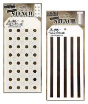Tim Holtz Layering Stencils Mixed Media Shifter Polka Dots & Stripes Pattern Set
