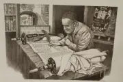 Scribe by Emanuel Schary Black and White Lithograph 14 x 10