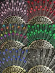 100x Spanish Party Dance Folding Black Sequin Hand Fan with bag Bridgerton party