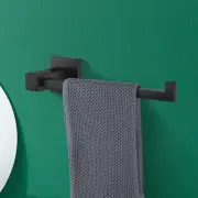 Black Wall Mount Single Hand Towel Ring Rack Hook Square Holder Stainless Steel