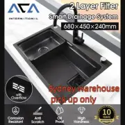 Double-layer Laundry Kitchen Sink Colander Single Bowl Waste Grey Black PICK UP