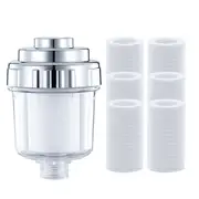 Shower Head Tap Bath Water Filter with 6 PP Cotton Cartridge