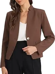 [Allegra K] Business Casual Blazer for Women's Stand Collar Long Sleeve Button Work Blazer Suit Jacket