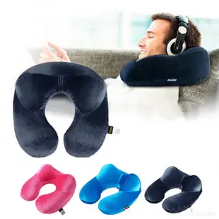 旅行便攜枕超柔植絨枕車枕護頸椎枕旅遊三寶充氣枕旅行充氣 U型枕