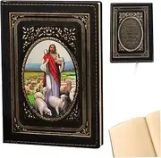 Jesus Notebook 100 Pages A5 Vintage Notebook with Ribbon Bookmarks Bronze Leather Journal Daily Plan Diary Notebook Unique Christmas, Vintage Notebook