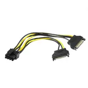 20CM PCIe 8Pin ( 6+2 ) Male to 2 x SATA 15Pin Male Cable [CB-PS-285]