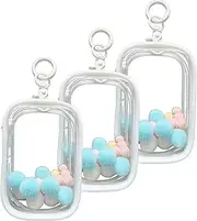 3 Pcs Clear Figure Display Bag with Keychain, Portable Small Doll Storage Hanging Blind Boxes Organizer Zipper Closure, Dustproof Collectibles Case for Showing Off Boxes, Dolls, Mini Figures (White)