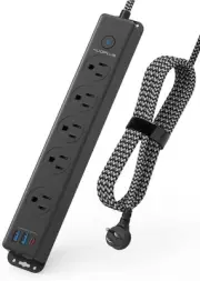 Surge Protector Power Strip with USB C Ports, 5FT Braided Extension Cord, 5 O...