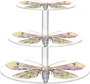 miaozhen Colorful Butterfly Realistic Style Transparent Acrylic Tray Waterproof Three-Tiered Display Stand Party Bandeja Para Perfumes