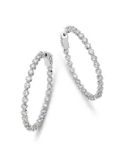 Bloomingdale's Fine Collection Diamond Inside Out Medium Hoop Earrings in 14K White Gold, 4.0 tcw