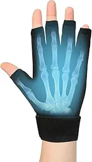 Finger Arthritis Compression Ice Glove for Pain Relief, Adjustable Wrist Strap Hand Wrist Ice Pack Pain Relief, Carpal Tunnel, Tendinitis Cold&Heat Therapy Reusable Gel Cold Pack (1 Pc Black)