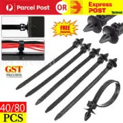 40/80x Push Mount Winged Cable Wire Ties Car Chassis Nylon Tie Zip Fixing Straps