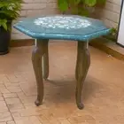 24" Green Marble Table Top MOP Floral Inlay Art Coffee Table Top Garden Dec