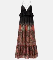 [Zimmermann] Zimmermann Rhiannon paisley ruffled silk maxi dress AU 6 black