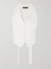 [ANN DEMEULEMEESTER] ANN DEMEULEMEESTER - Mary Lace-up Cutout Linen Vest - White - IT40 IT 40 White