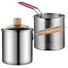 1 Set Kitchen Food Fryer Metal Frying Pot Household Deep Frying Pot with Fry