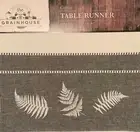 Grainhouse Cotton Table Runner 13 x 36 Gray White Leaves Farmhouse Modern