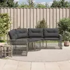 Garden Sofa with Cushions Modular Sofa Couch L-Shaped Grey Poly Rattan