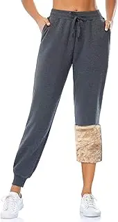 [MOVE BEYOND] Women's Warm Sherpa Lined Sweatpants with 2 Pockets Athletic Fleece Jogger Pants with Drawstring