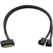 CRJ 15-Pin SATA to Dual 4-Pin Fan 12V Power Adapter Cable - 12"