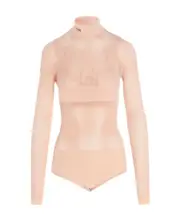 layered-effect mesh bodysuit S,XS,M Nude