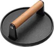 Heavy Duty Smash Burger Press 7" round Burger Smasher for Griddle with Wood Hand