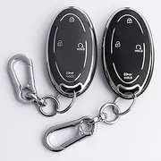PADITURAL 5-Button Key Fob Cover for Hyundai 2024-2025 Tucson Elantra Santa Fe Kona Sonata IONIQ, Protective Case with Anti-Loss Keychain, Black and Gray