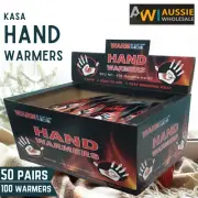 KASA Genuine 50 Pairs Hot Hand Warmers Pack 10Hrs Heat Natural Comfort 100 Pcs