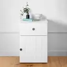 NNEDSZ PORTO BEDSIDE TABLE - WHITE - VJ PANEL - ROUND BLACK