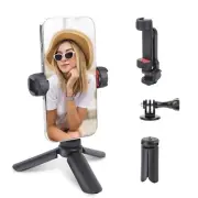 Mini Tripod with 360° Phone Holder & Dual Cold Shoe, Small Phone Tripod Sta