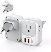 TESSAN European Travel Plug Adapter 2 Packs, Type C Europe Adaptor Foldable Plug