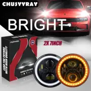 2x 7"inch LED Projector Chrome Hi/Lo Headlight For Jeep Wrangler JK 2007-2017