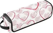 GuoChe 2-in-1 Curling Iron Travel Case with Heat Resistant Pad, Waterproof Curling Iron Travel Case for Hot Tools, Flat Irons, Hair Volumizer Styler, Valentine Beautiful Red Peach Hearts, 14.6"x3.9"