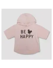 NWT DISNEY X JUNK FOOD MICKEY MOUSE GIRLS PINK BE HAPPY HOOD SHIRT TOP JACKET 2T