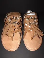DOLCE by Mojo Moxy W. SIMBA Beaded Sz 8 M Sandals Cognac Brown