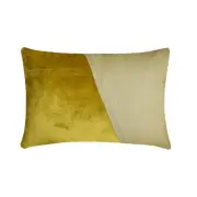 Green Velvet & Linen Lumbar Pillow Cover Set of 2, Solid-Velutinous Chartreuse