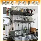 Large Capacity Over Sink Dish Rack - 3-Tier Stainless Steel Adjustable Length