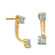Diamond Accent Front/Back Earrings in Sterling Silver and 14K Gold Plate