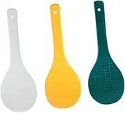 VALICLUD 3pcs Non Stick Ceramic Rice Scoop Rice Paddle for Electric Cooker Easy to Clean Kitchen Utensils White Green Yellow Multipurpose Serving Spoon