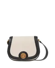 Chloe Horse Medal Canvas Leather Saddle Bag