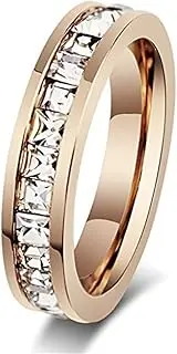 [SHENRAN] Womens Stainless Steel Rose Gold Wedding Ring Channel Set Cubic Zirconia Engagement Eternity Band for Her (8)