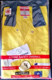 WORKSENSE Heavyweight Combination Overalls, Size 87R, Yellow/Green, Non-Reflect
